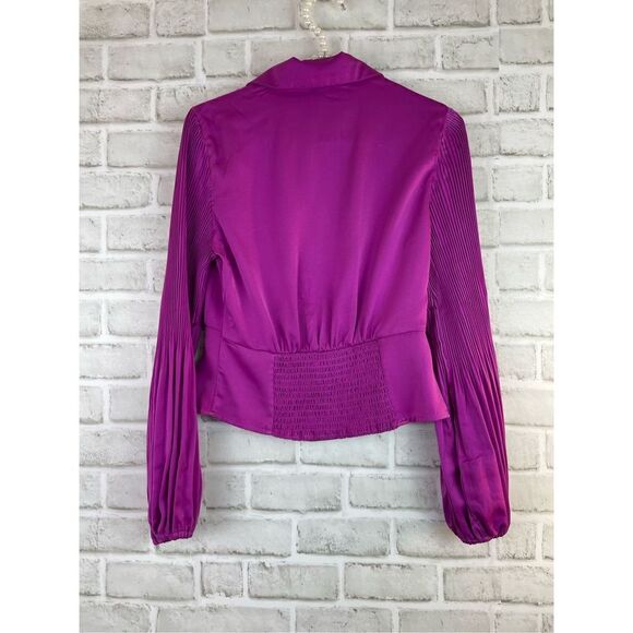 Milk & Honey Button Down LS Blouse Purple Size Small Fitted - Picture 2 of 8